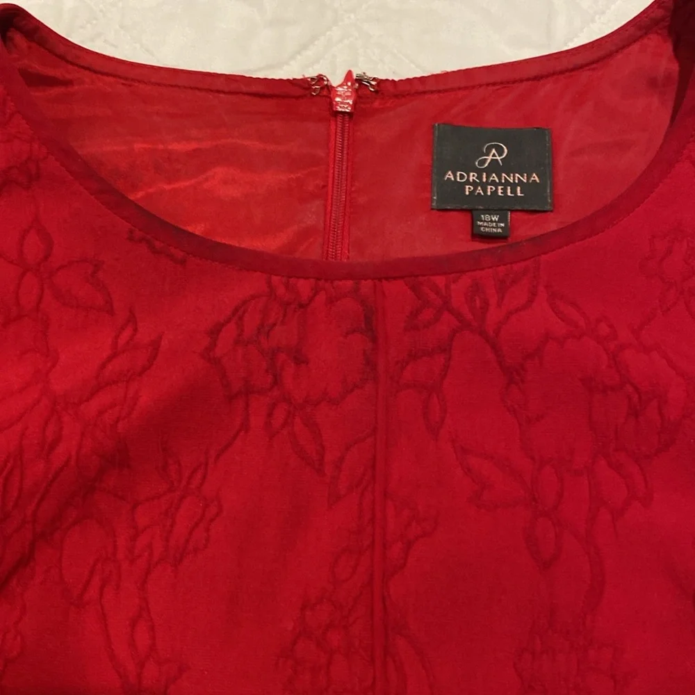 Adrianna Papell red A-line cocktail dress Size 18W fully lined zipper in back - Picture 4 of 12